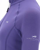 Schockemöhle Winter Page Style Shirt - Ink Blue - quarter zip ladies training layer, left side arm/chest detail on white background | Malvern Saddlery