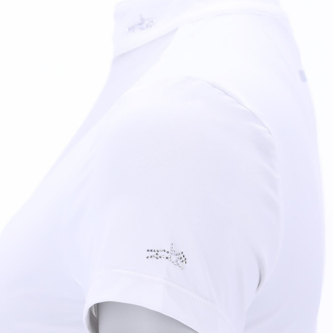 Schockemöhle Anita Short Sleeve Equestrian Show Shirt - White; close up rhinestone motif on left sleeve | Malvern Saddlery