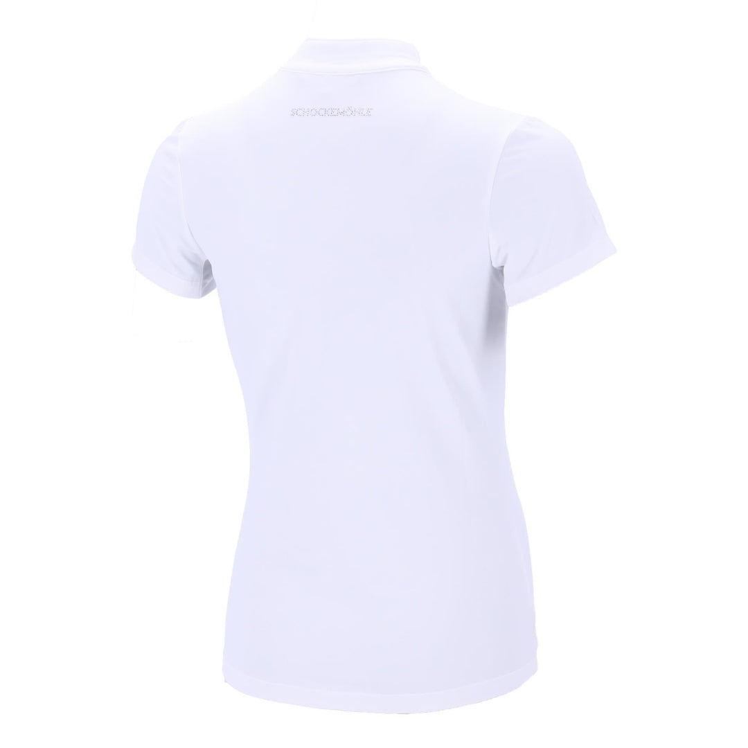 Schockemöhle Anita Short Sleeve Equestrian Show Shirt - White; back view | Malvern Saddlery