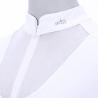 Schockemöhle Anita Short Sleeve Equestrian Show Shirt - White; close up  mesh insert & collar | Malvern Saddlery