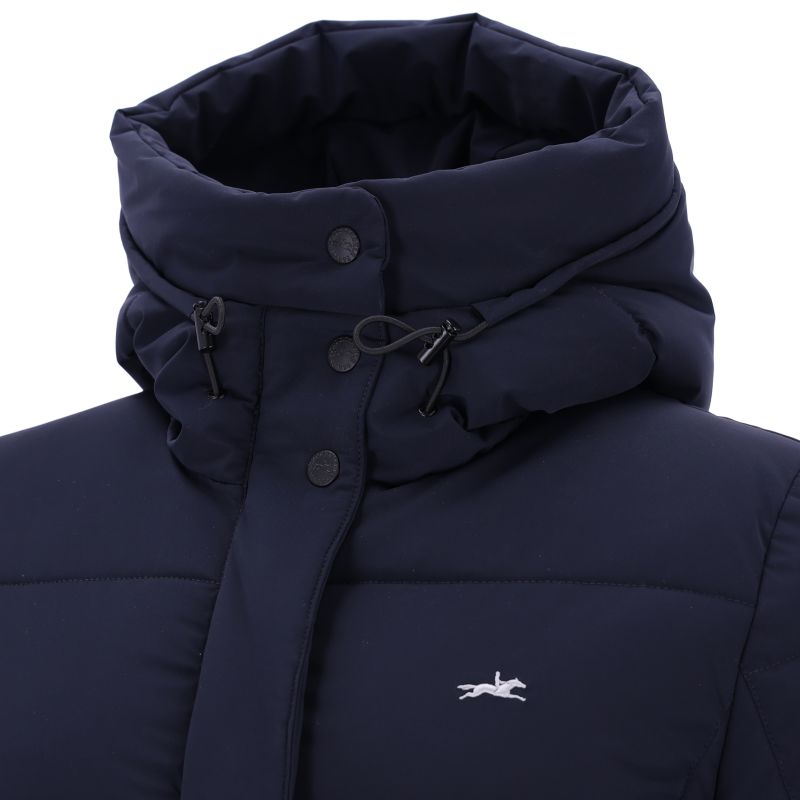 Schockemöhle Kyra Quilted Parka - Deep Night Blue, neck collar detail | Malvern Saddlery