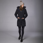 Schockemöhle Daisy Parka - Deep Night, shown on model with Melange Oatmeal Beanie | Malvern Saddlery