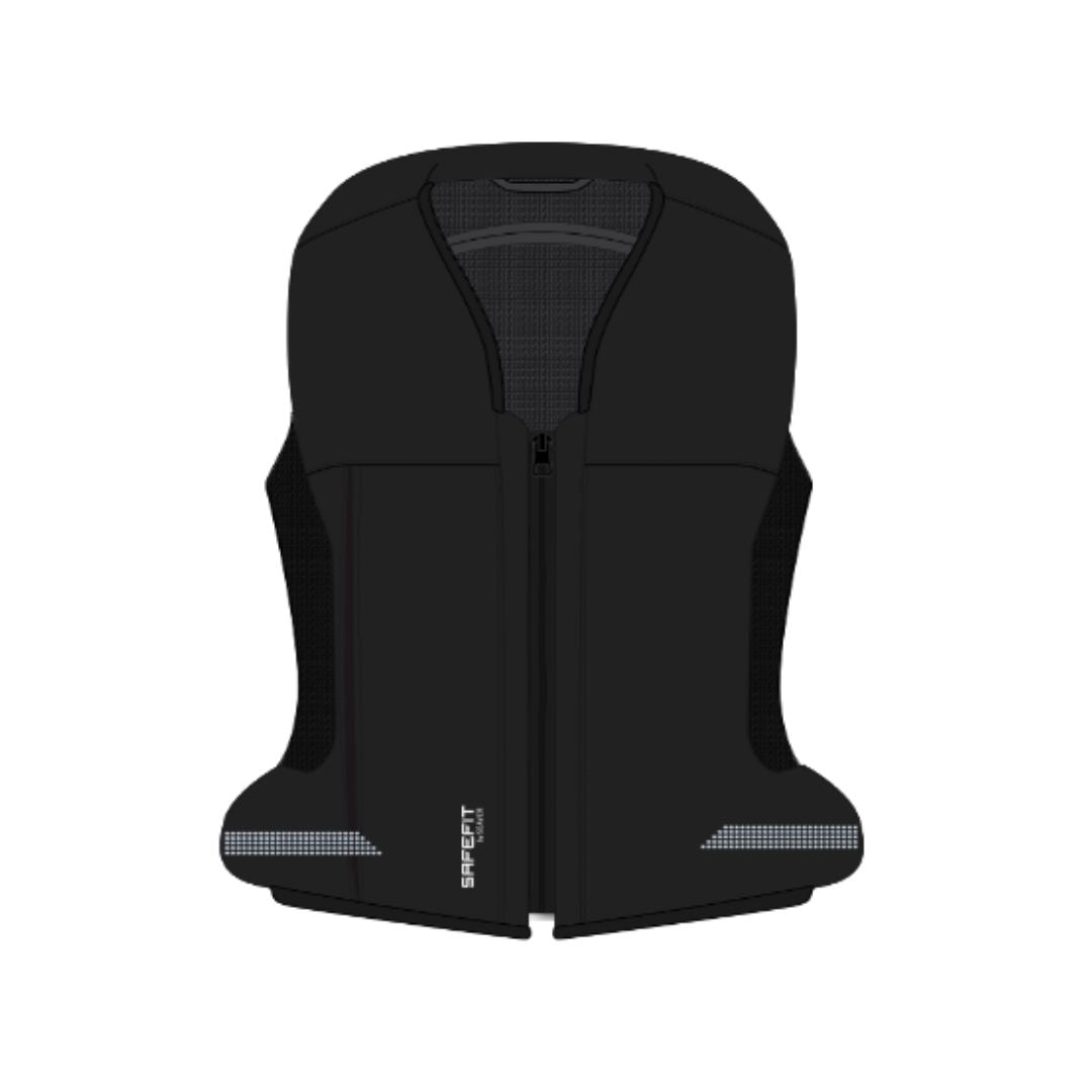 Seaver Safefit Airbag Vest - Black - Shown with Lower Line Swarovski Crystal option. computer generated image | Malvern Saddlery