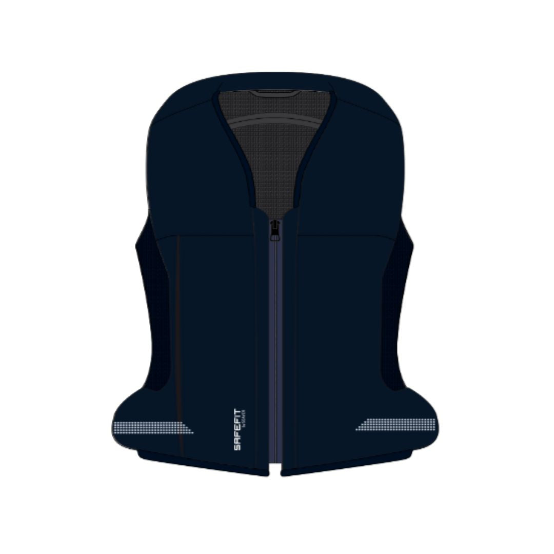 Seaver Safefit Airbag Vest - Navy - Shown with Lower Line Swarovski Crystal option. computer generated image | Malvern Saddlery