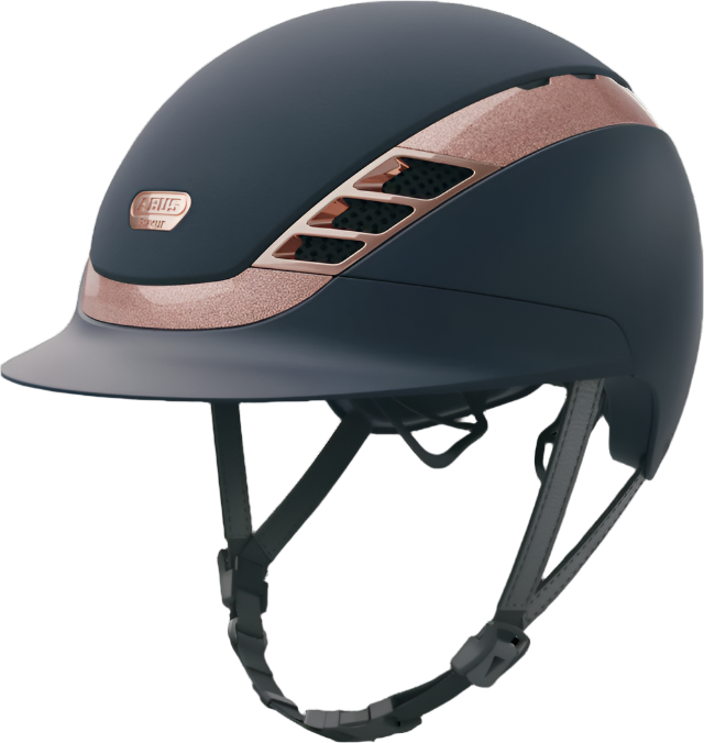 Abus Pikeur AirLuxe Supreme Helmet - Navy/Rose Gold, SV | Malvern Saddlery