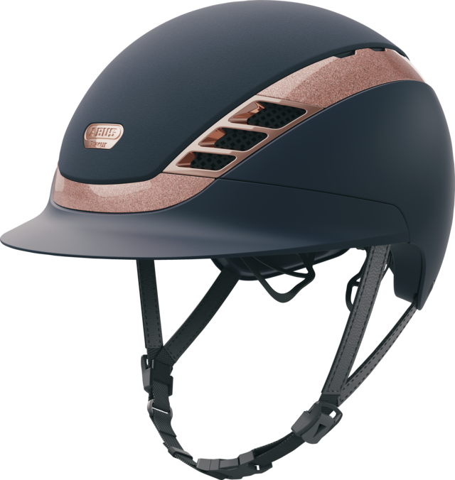 Abus Pikeur AirLuxe Supreme Helmet - Navy/Rose Gold, SV | Malvern Saddlery