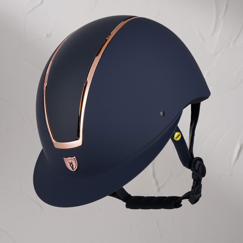 Tipperary Windsor MIPS® Equestrian Riding Helmet, navy with rose gold | Malvern Saddlery