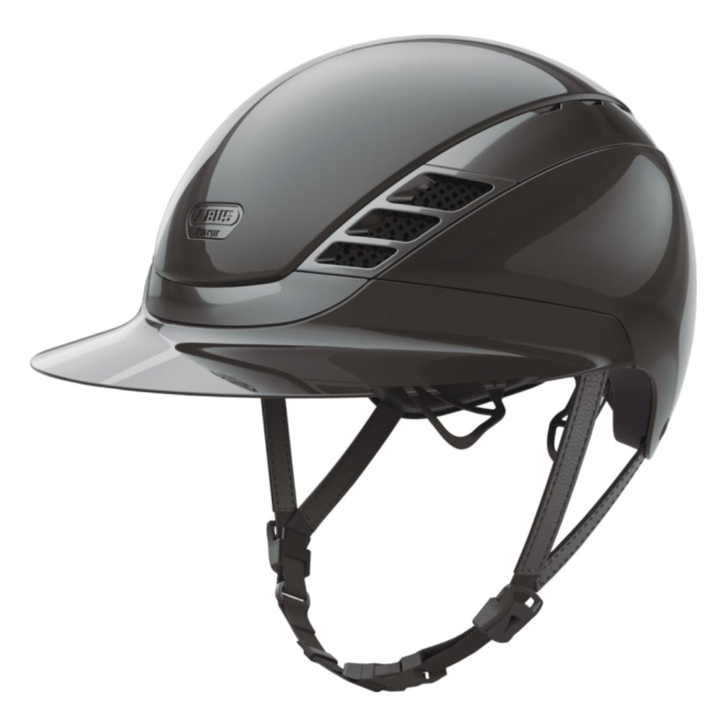 Abus Pikeur Alrluxe Chrome Shiny Long Visor (LV) Helmet -Black | Malvern Saddlery
