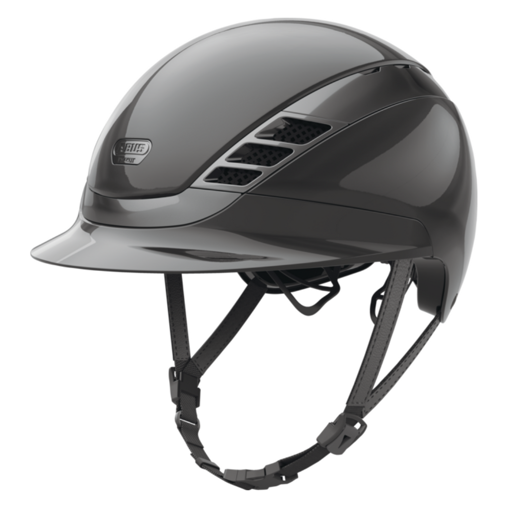 Abus Pikeur Alrluxe Chrome Shiny Short Visor (SV) Helmet -Black | Malvern Saddlery