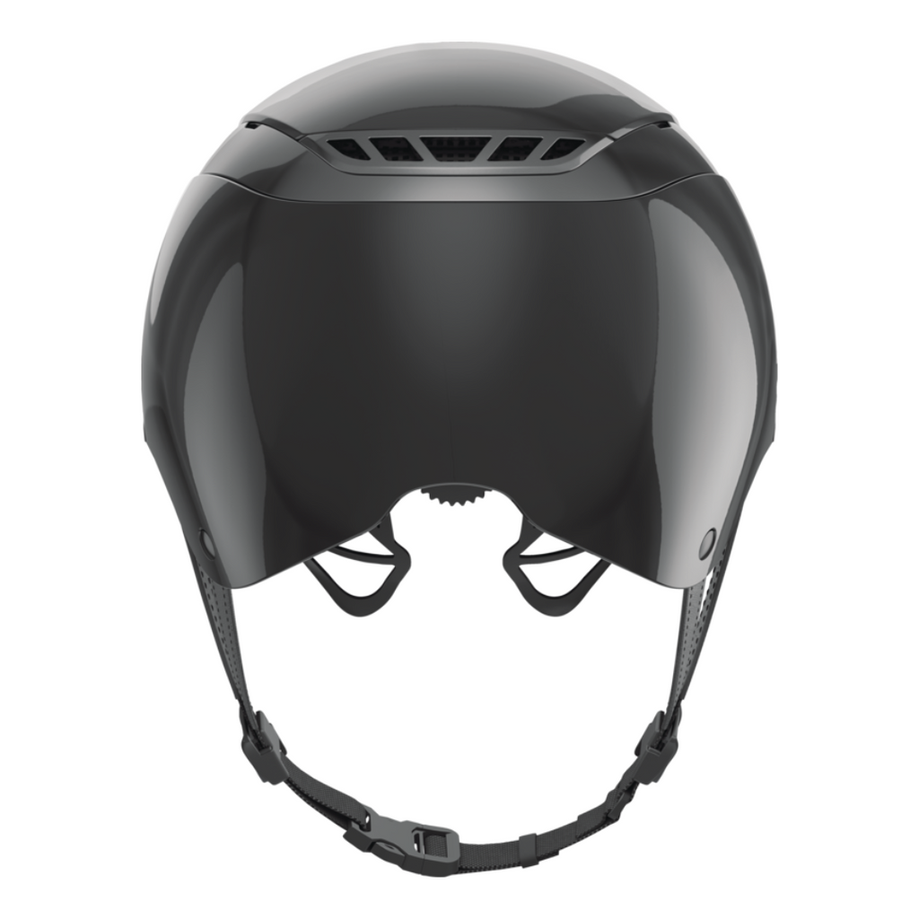 Abus Pikeur Alrluxe Chrome Shiny Short Visor (SV) Helmet -Black, back view | Malvern Saddlery