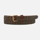 Azra Leather Belt - Cognac with Turquoise Patina, Antique gold buckle | Malvern Saddlery