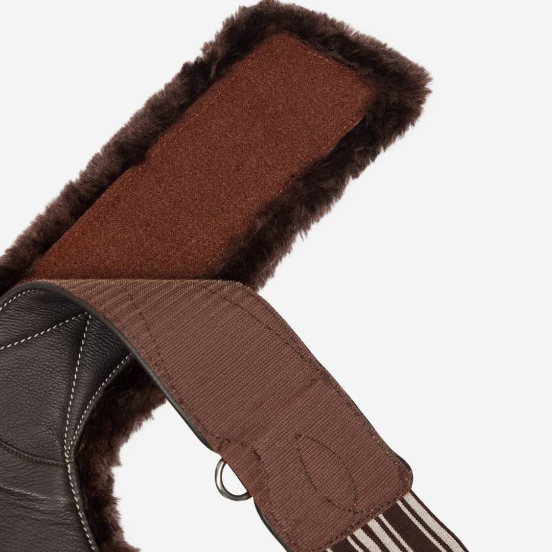 LeMieux Arika Simuwool Contoured Long Stud Girth - Brown, detachable detail | Malvern Saddlery