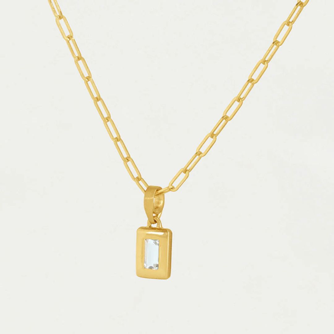 Dean Davidson Baguette Birthstone Pendant Necklace - April, Crystal Quartz | Malvern Saddlery