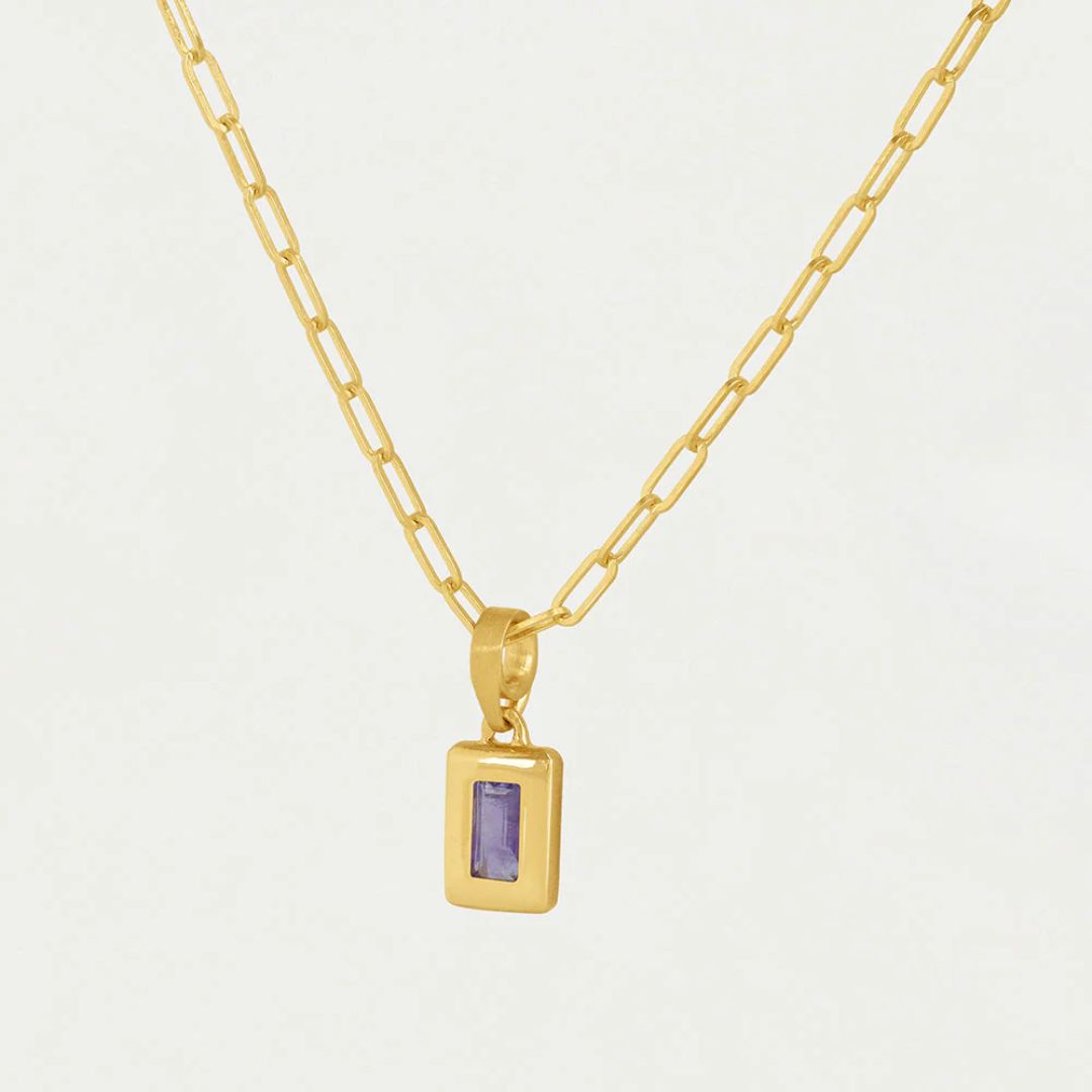 Dean Davidson Baguette Birthstone Pendant Necklace - February, Amethyst | Malvern Saddlery