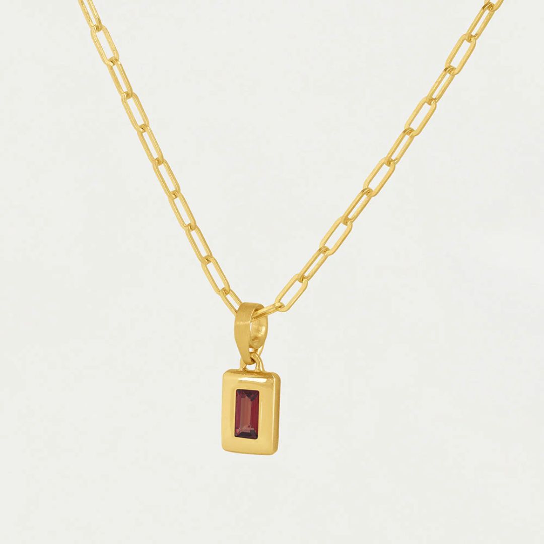 Dean Davidson Baguette Birthstone Pendant Necklace - January, Garnet  | Malvern Saddlery