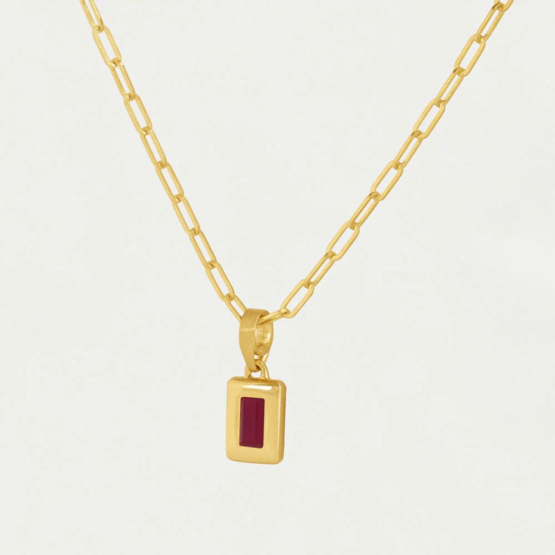 Dean Davidson Baguette Birthstone Pendant Necklace - July, Rich Crimson | Malvern Saddlery