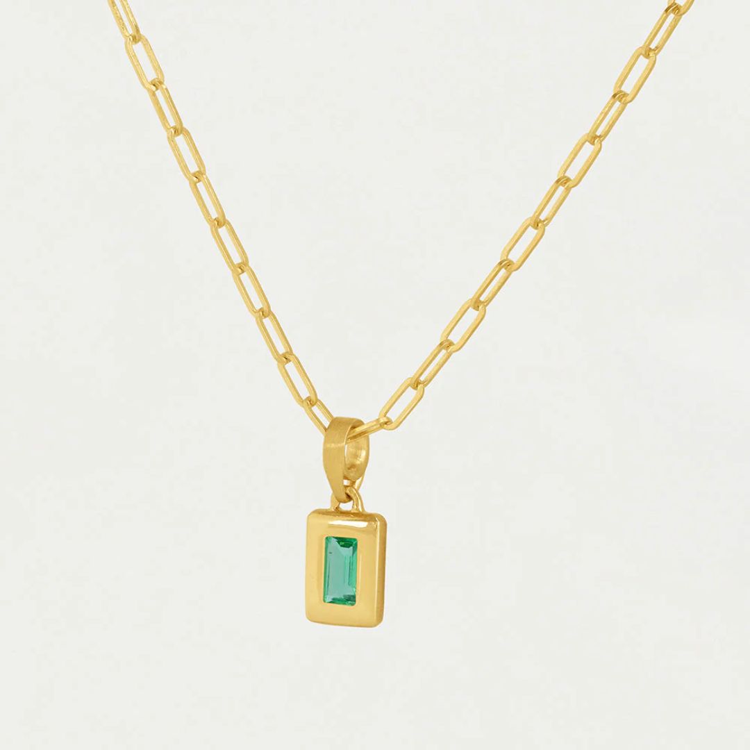 Dean Davidson Baguette Birthstone Pendant Necklace - May, Royal Green | Malvern Saddlery