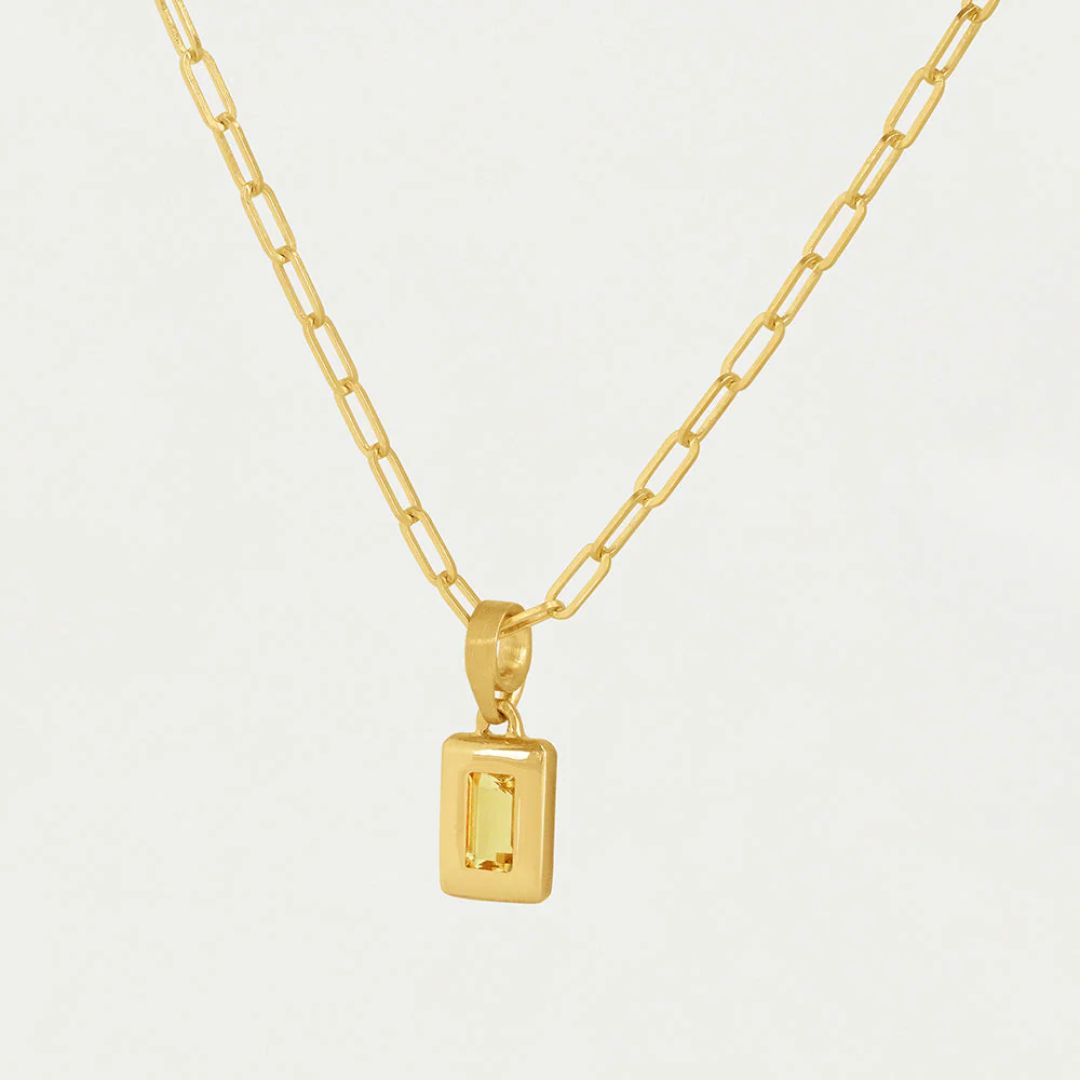 Dean Davidson Baguette Birthstone Pendant Necklace - November, Golden Yellow | Malvern Saddlery