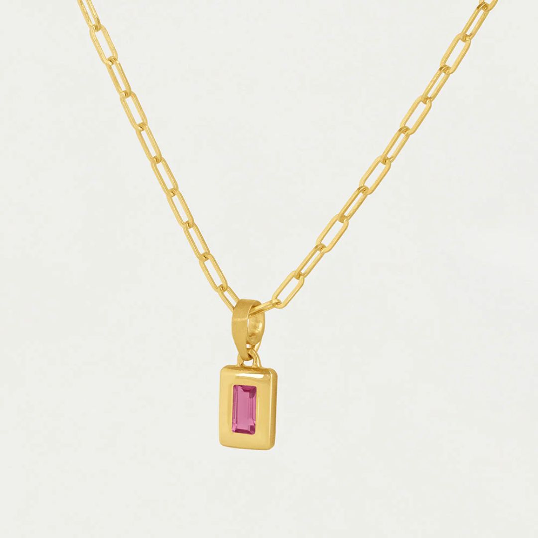 Dean Davidson Baguette Birthstone Pendant Necklace - October, Sunset Pink | Malvern Saddlery