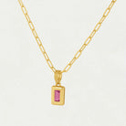 Dean Davidson Baguette Birthstone Pendant Necklace - October, Sunset Pink | Malvern Saddlery