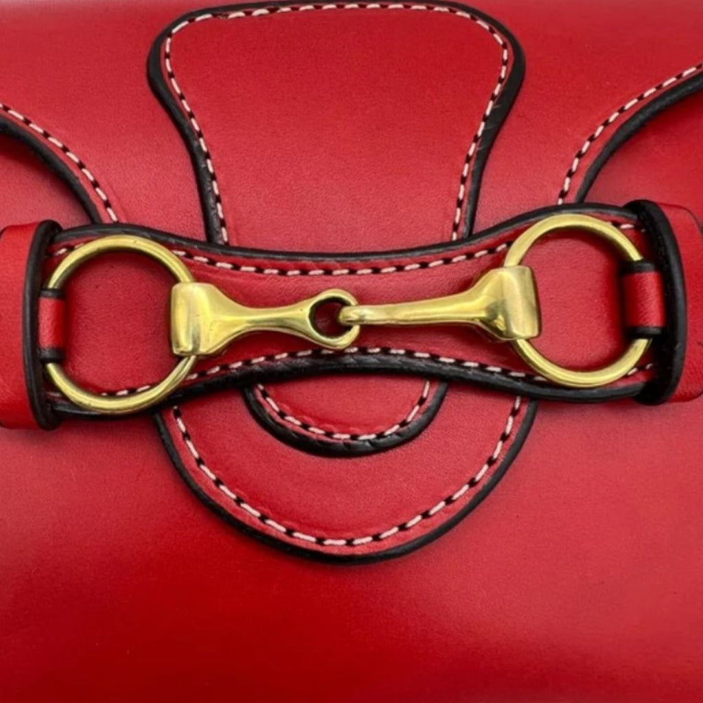Rebecca Ray Blair Mini Crossbody Bag - Cardinal Red - snaffle hardware detail| Malvern Saddlery