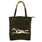 Burghley Galloping Horse Tote - Pine Green /Chocolate Brown | Malvern Saddlery