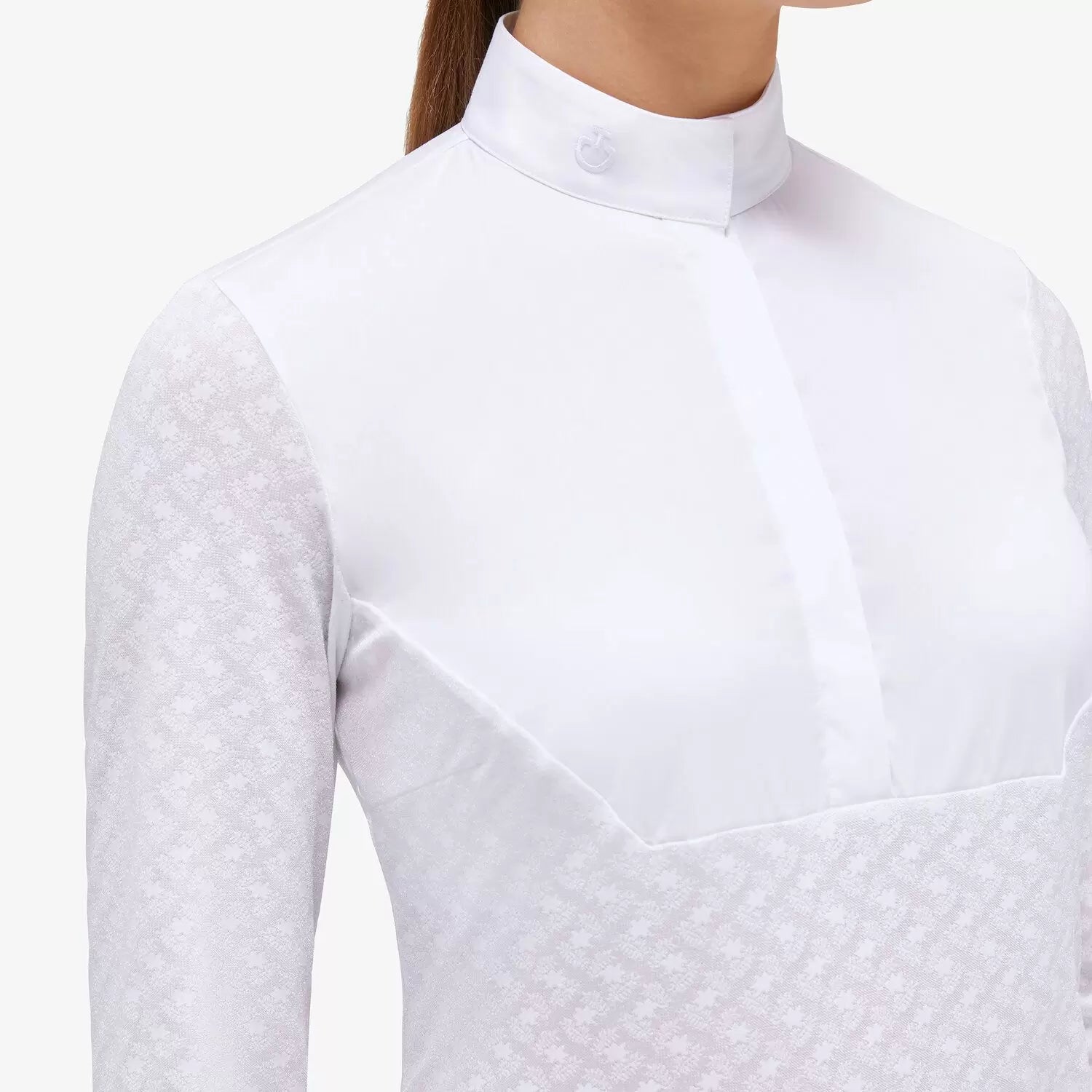 Cavalleria Toscana Ladies Long Sleeve Jacquard Competition Shirt - White | Malvern Saddlery