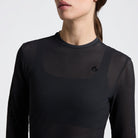 Cavalleria Toscana Women's Perforated Jersey T-shirt - Charcoal; close up shown on model | Malvern Saddlery 