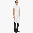 Cavalleria Toscana Girl's Pleated Jersey S/S Competition Shirt - White; full body view shown on model on white background | Malvern Saddlery