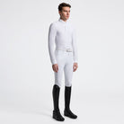 Cavalleria Toscana Men's L/S Competition Shirt - White; shown on model wearing white breeches & black riding boots | Malvern Saddlery