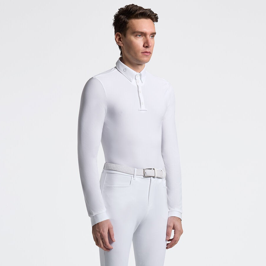 Cavalleria Toscana Men's L/S Competition Shirt - White; shown on model | Malvern Saddlery