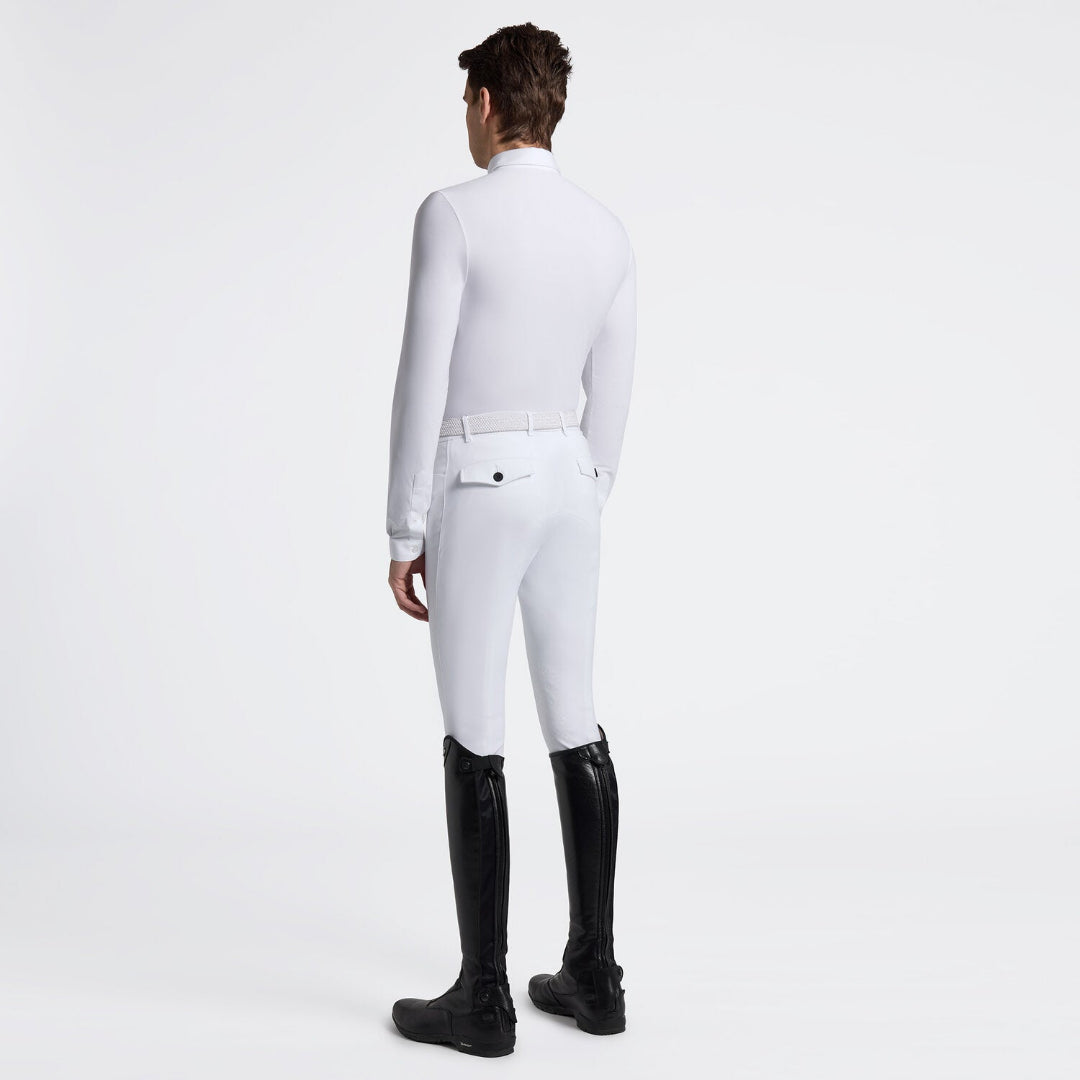 Cavalleria Toscana Men's L/S Competition Shirt - White; back view shown on model | Malvern Saddlery