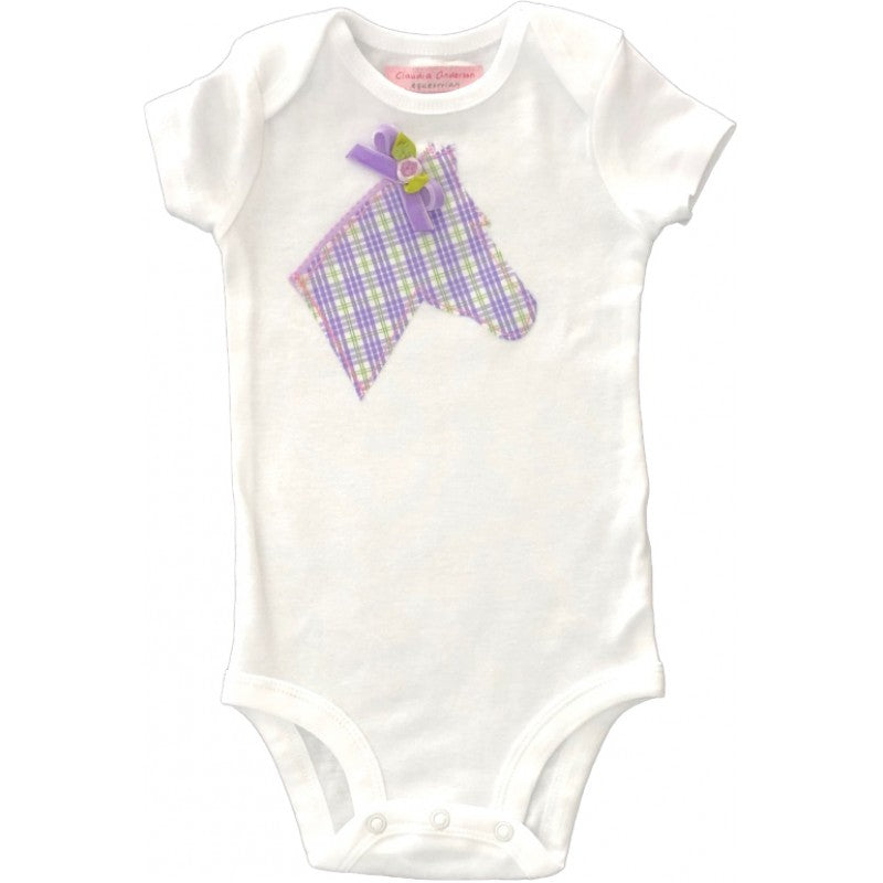 Baby Equestrian Onesie Bodysuit - Lilac Plaid | Malvern Saddlery