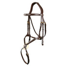 Dy'on Figure 8 Jumper Bridle - Brown, Cream stitching, brass hardware | Malvern Saddlery