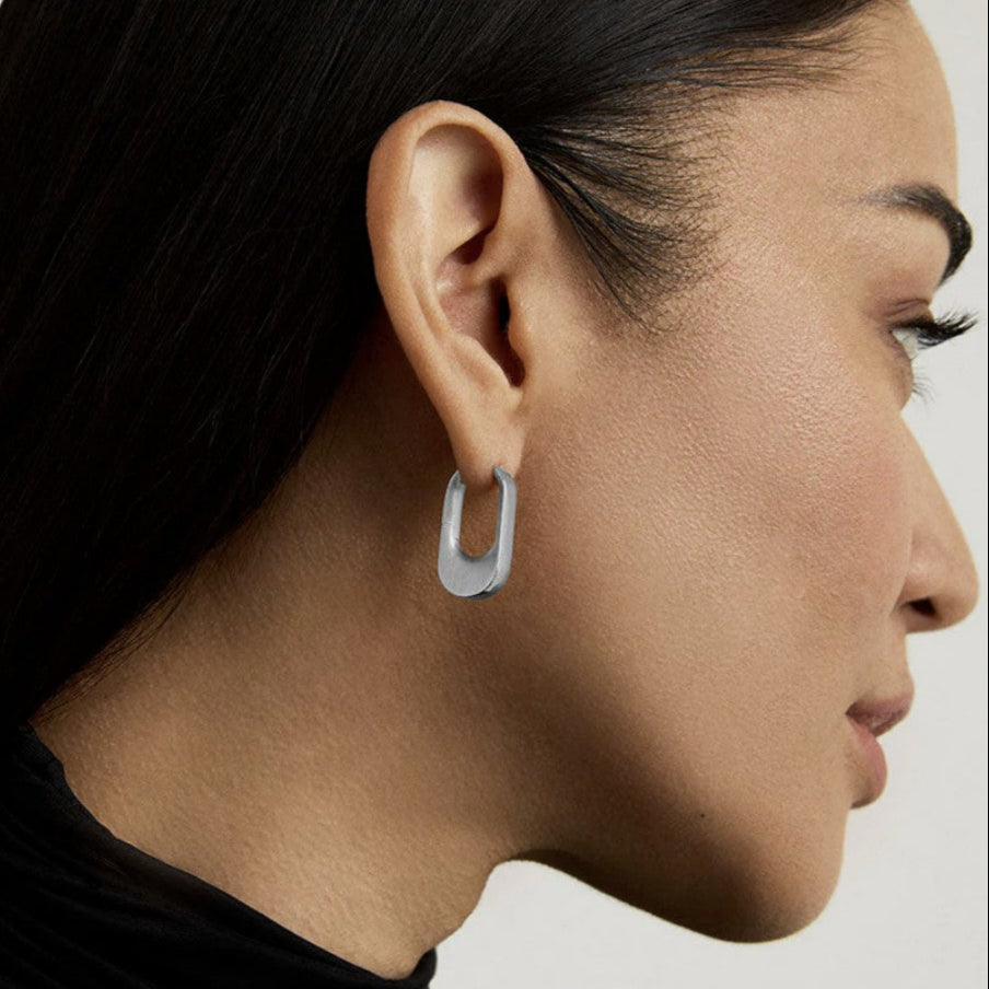 Dean Davidson Crosby Huggie Hoop Earrings - Silver - shown on model | Jewelry | Malvern Saddlery