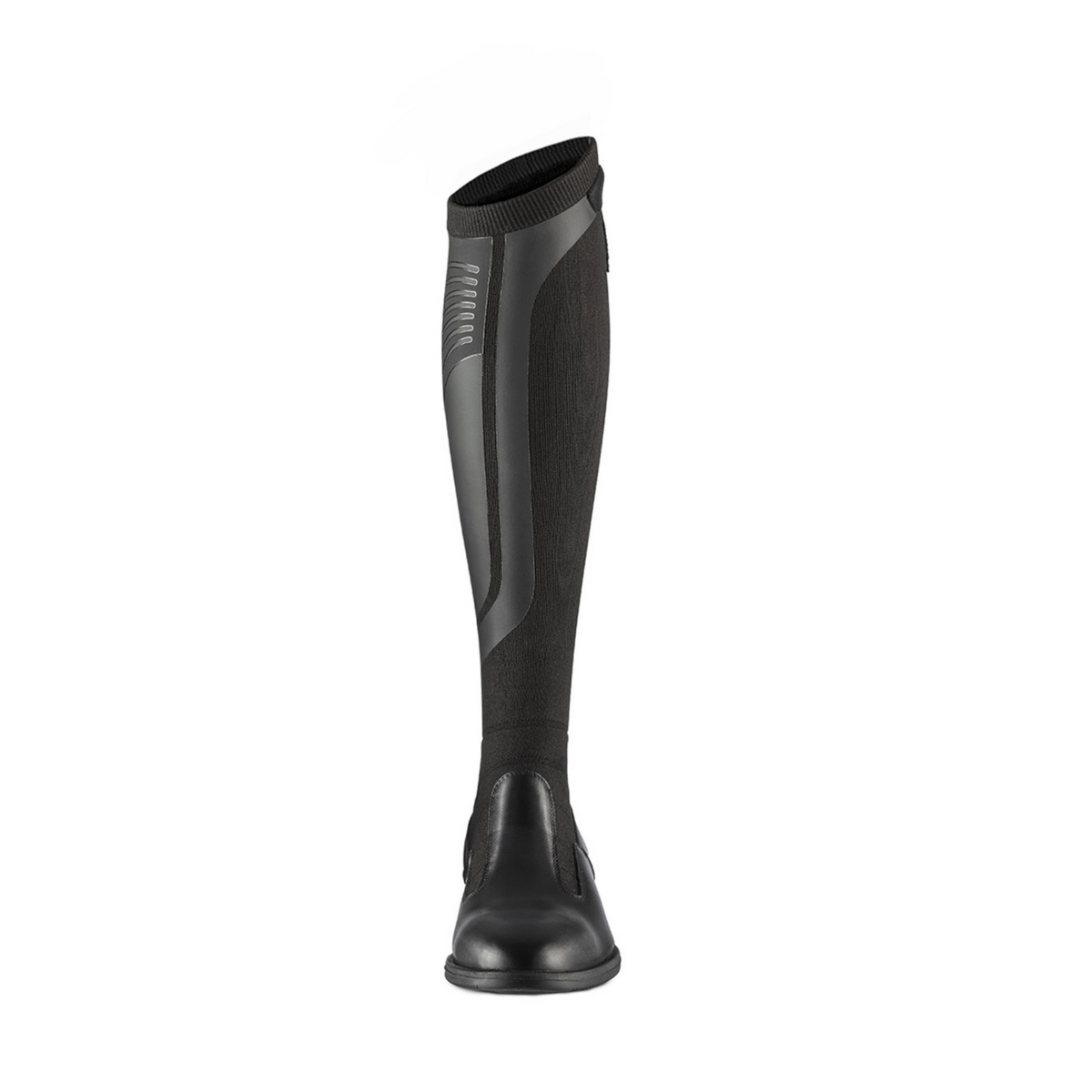 EGO7 Contact black zipper-free technical knit equestrian tall boot, rear view