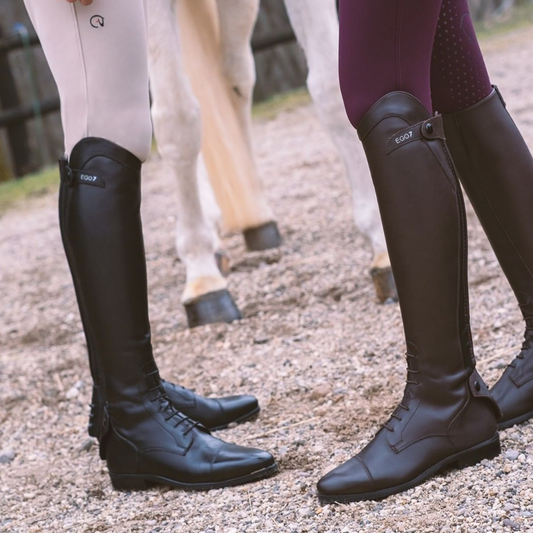 EGO7 Orion Tall Equestrian Boots - black & brown, lifestyle | Malvern Saddlery