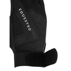 Equestro Young Rider Technical Gloves  - Black; close up back side with velcro tab open on white background | Children's Riding Accessories | Malvern Saddlery