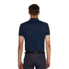 Equestro Men's Training Polo Shirt - Navy Blazer with White contrast details; back view shown on model on white background | Men's Riding Apparel | Malvern Saddlery