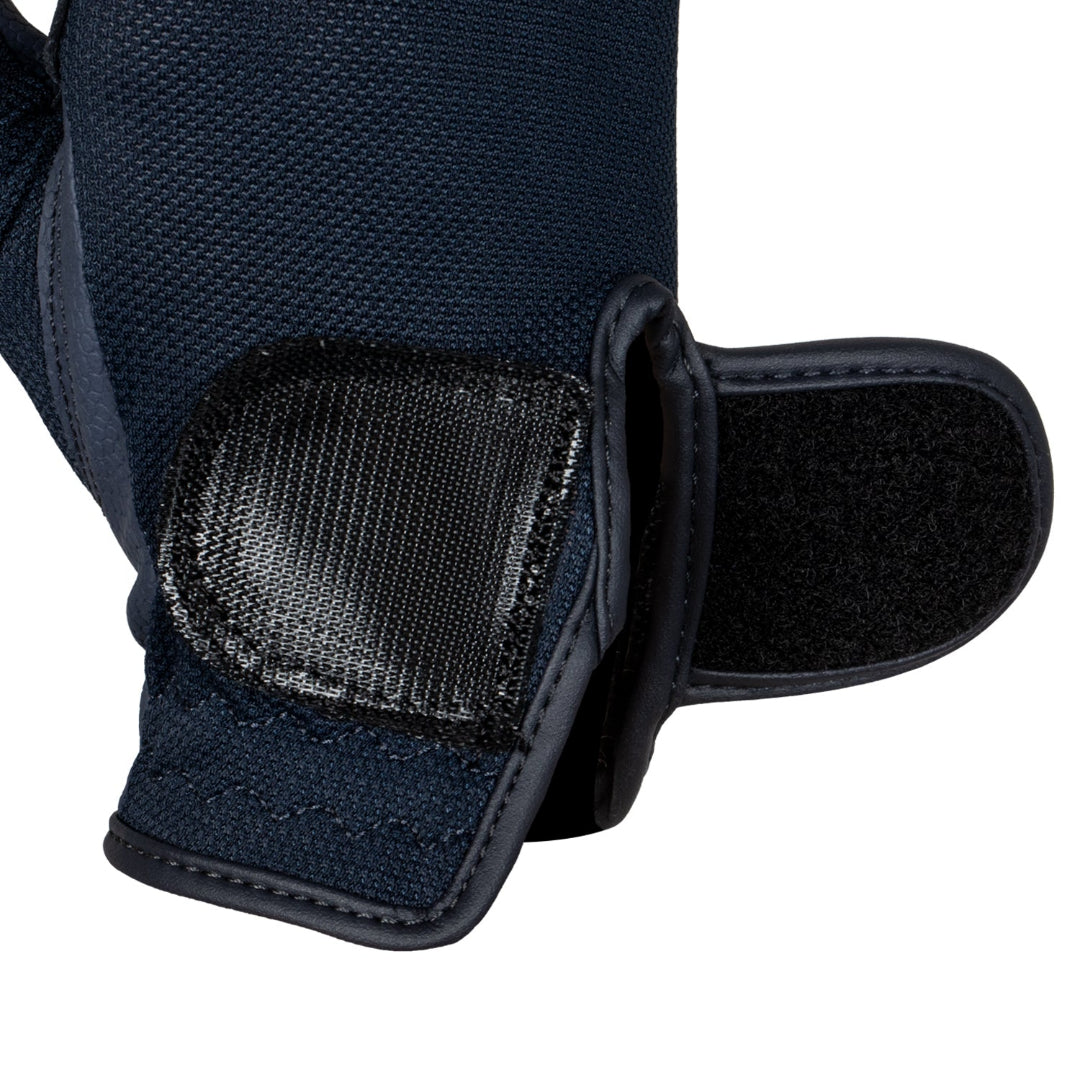 Equestro Unisex Technical Mesh Gloves - Navy; close up velcro wrap open view | Riding Accessories | Malvern Saddlery