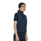 Equestro Women's Foldable Vest - Navy Blazer; on model, white background | Riding Outerwear | Malvern Saddlery