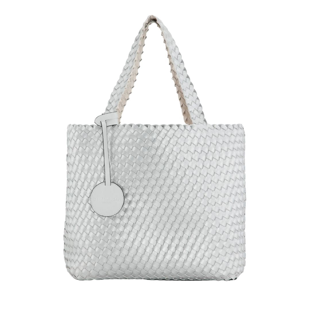 Ilse Jacobsen Reversible Tote Bag - Eggshell/Silver | Malvern Saddlery