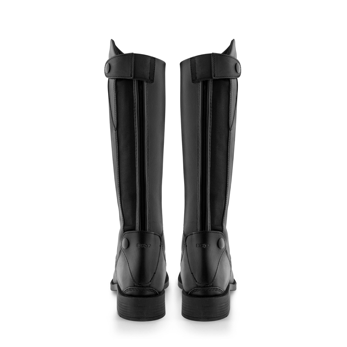 EGO7 Aster kids black leather equestrian field boots, rear view pair