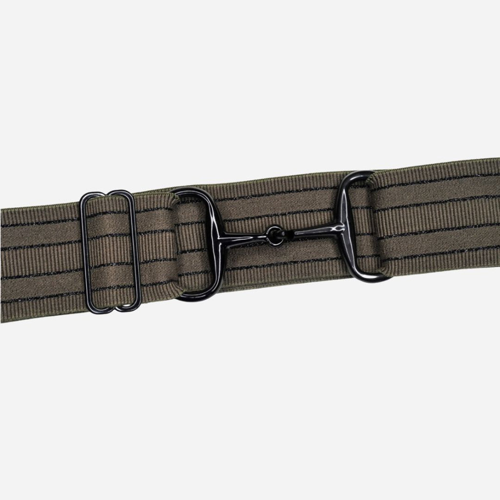 Ellany Snaffle Bit Closure Belts - 2", Florence Style, Taupe with Black Stripes | Malvern Saddlery
