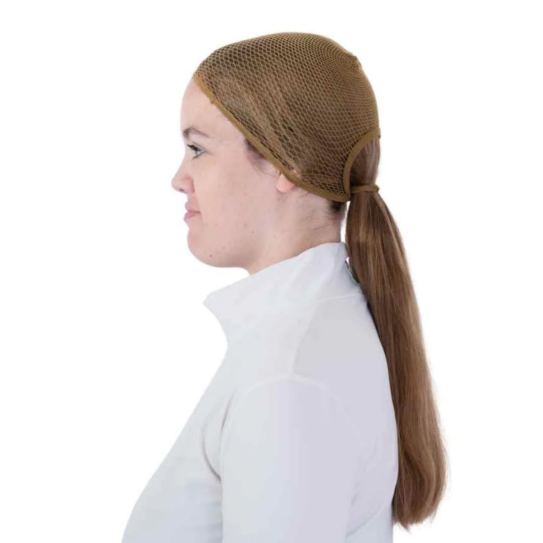 Ellsworth The Ponytail Hairnet - Medium Brown, side view| Malvern Saddlery