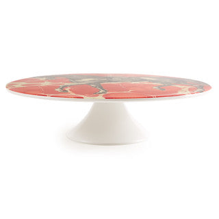 Equestrian Cake Stand - vintage horse print on red marbled background Melamine, side profile | Malvern Saddlery