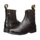 EquiStar Children’s All-Weather Zip Paddock Boot in brown with front zipper, elastic side panel, and punched toe detail