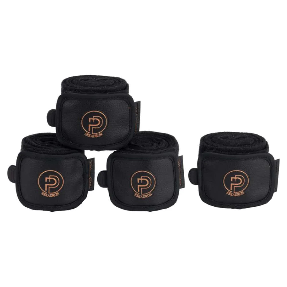 Eskadron Fleece Faux Leather Bandages - Black | Malvern Saddlery