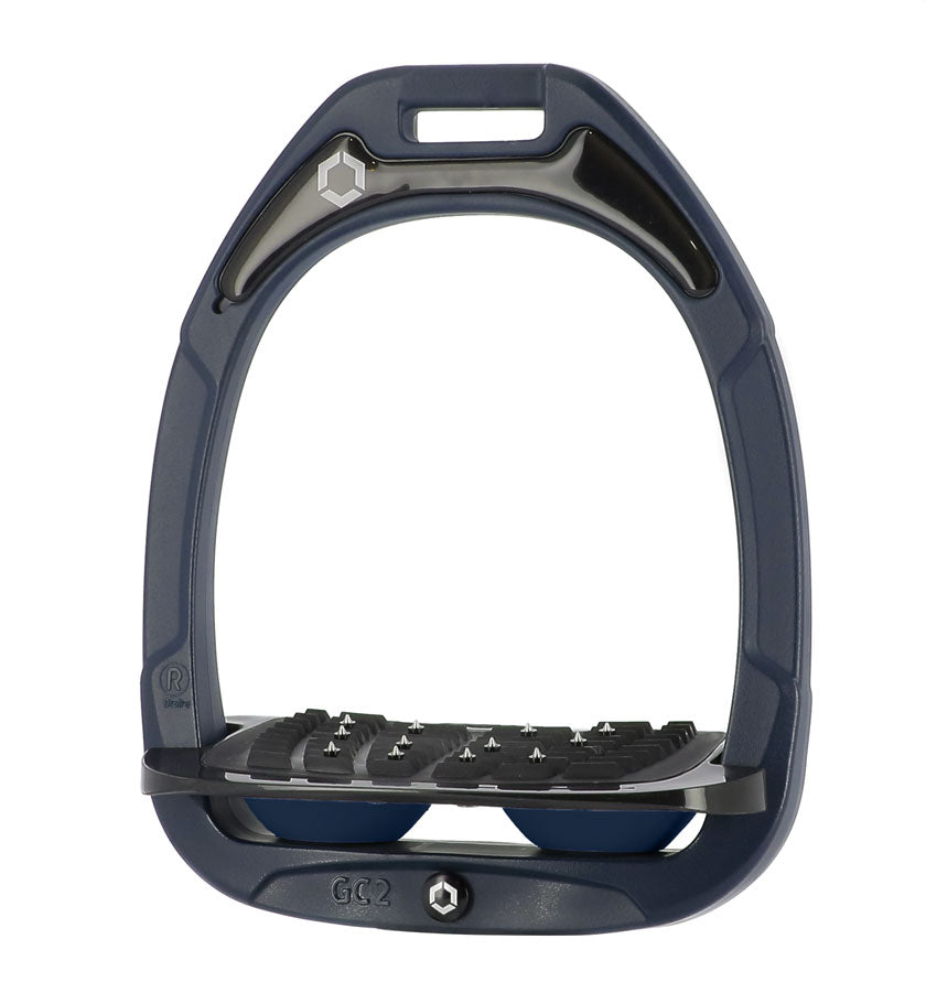 Flex-On Composite Stirrups - Navy - with Black Inclined Ultra Grip Footbed | Malvern Saddlery