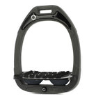 Flex-On Composite Equestrian Stirrups - Dark Gray - with Black Inclined Ultra Grip Footbed; Dk Gray shock absorbers | Malvern Saddlery